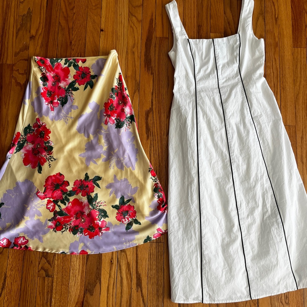 Chic Floral and White Midi Dress Set